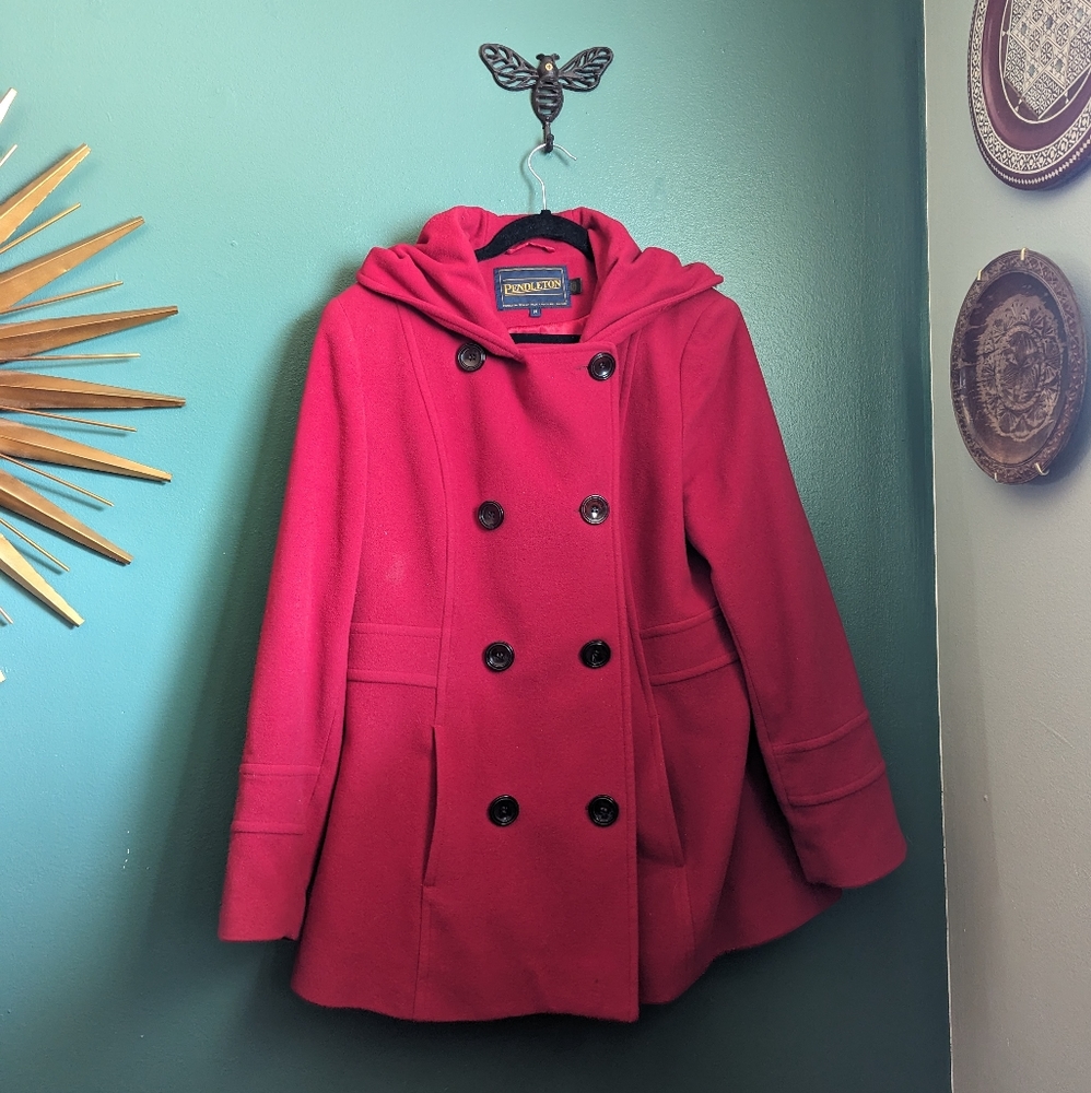 Red Pendleton Coat With Hood - image 1